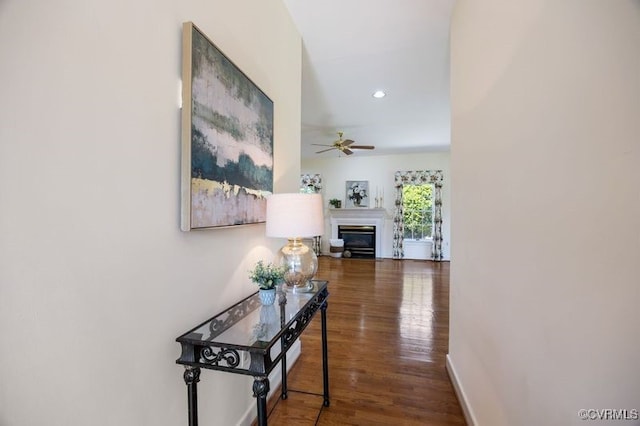 4916 Breckstone Pl, North Chesterfield, VA 23234 - hall with wood finished floors, recessed lighting, and baseboards