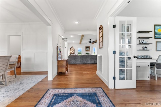 3307 Colston Ct, Powhatan, VA 23139 - corridor featuring recessed lighting, visible vents, crown molding, and wood finished floors
