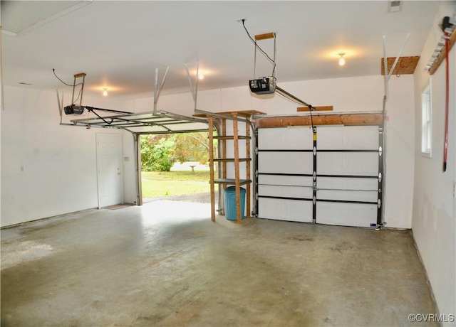 garage with a garage door opener