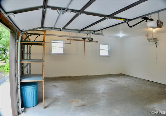 garage with a garage door opener