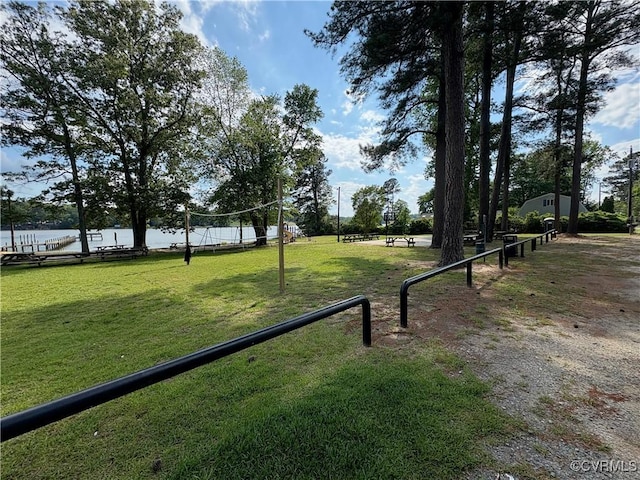 view of property's community with a water view
