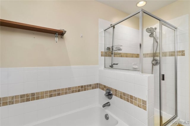5529 Frog Pond Ln, Virginia Beach, VA 23455 - full bathroom featuring a stall shower, a garden tub, and recessed lighting