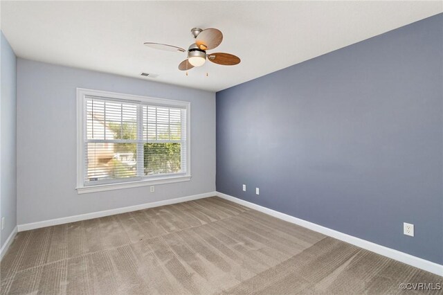 5529 Frog Pond Ln, Virginia Beach, VA 23455 - empty room featuring baseboards, ceiling fan, visible vents, and carpet