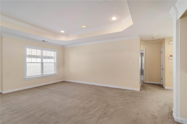 5529 Frog Pond Ln, Virginia Beach, VA 23455 - empty room with a raised ceiling, recessed lighting, crown molding, and light colored carpet