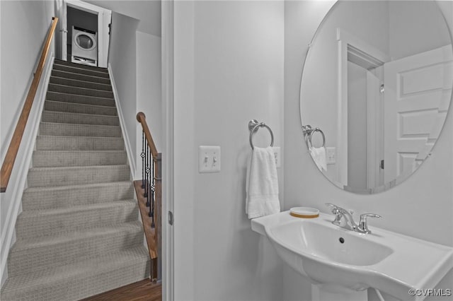 6 Flatwater Row Unit B, Henrico, VA 23231 - bathroom with washer / dryer and a sink