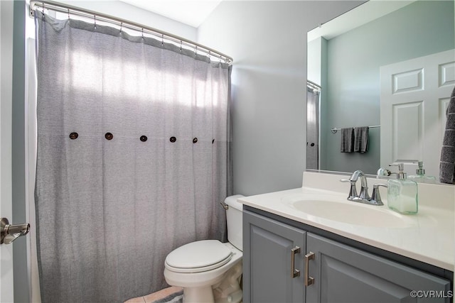 bathroom with toilet and vanity