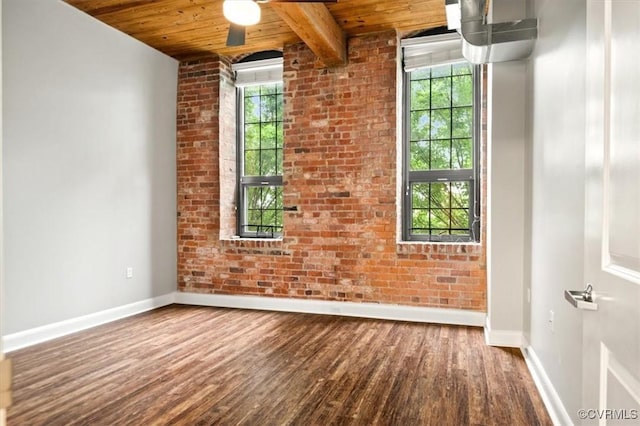 251 Rocketts Way Unit 204, Henrico, VA 23231 - unfurnished room featuring wooden ceiling, wood finished floors, baseboards, a ceiling fan, and beamed ceiling