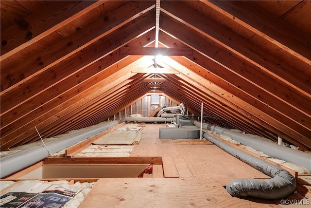 view of unfinished attic