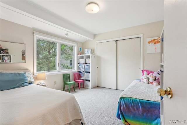 bedroom with a closet and carpet