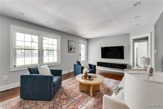 10102 Cherrywood Dr, Richmond, VA 23238 - living area featuring wood finished floors and baseboards