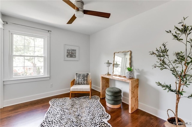 10102 Cherrywood Dr, Richmond, VA 23238 - sitting room with ceiling fan and wood finished floors