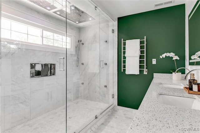 10102 Cherrywood Dr, Richmond, VA 23238 - full bathroom with a marble finish shower and double vanity