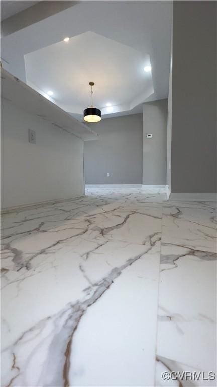 731 Wilson St, Petersburg, VA 23803 - unfurnished room with baseboards, marble finish floors, and a tray ceiling