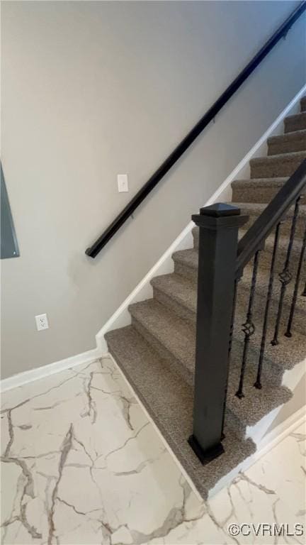 731 Wilson St, Petersburg, VA 23803 - stairway with marble finish floors and baseboards