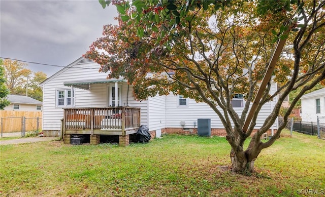 2704 Greenway Ave, Henrico, VA 23228 - rear view of property with a deck and central AC unit