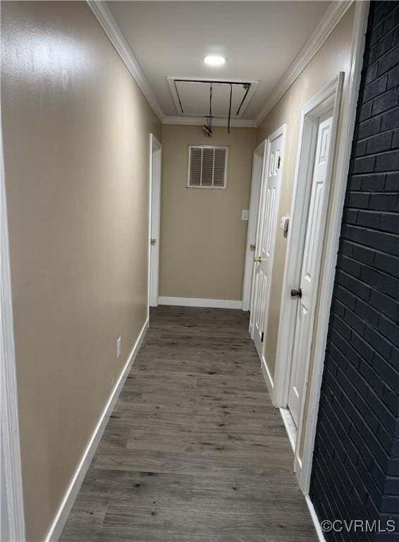 2704 Greenway Ave, Henrico, VA 23228 - corridor with dark wood-type flooring, baseboards, and ornamental molding