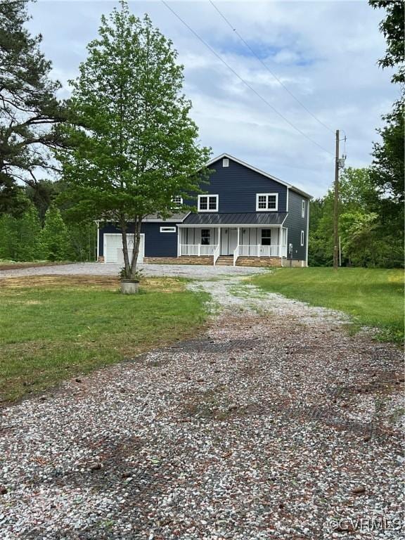 1506 Old Poole Rd, Alberta, VA 23821 - view of front facade featuring gravel driveway, a front yard, and a porch