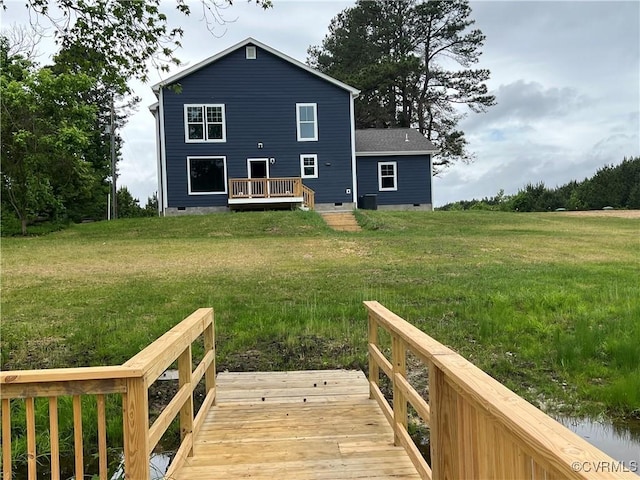 1506 Old Poole Rd, Alberta, VA 23821 - rear view of property with a yard, crawl space, and a deck