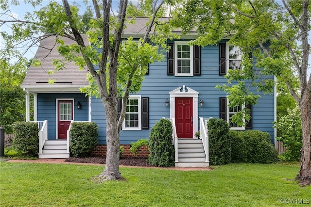 colonial house with a front lawn