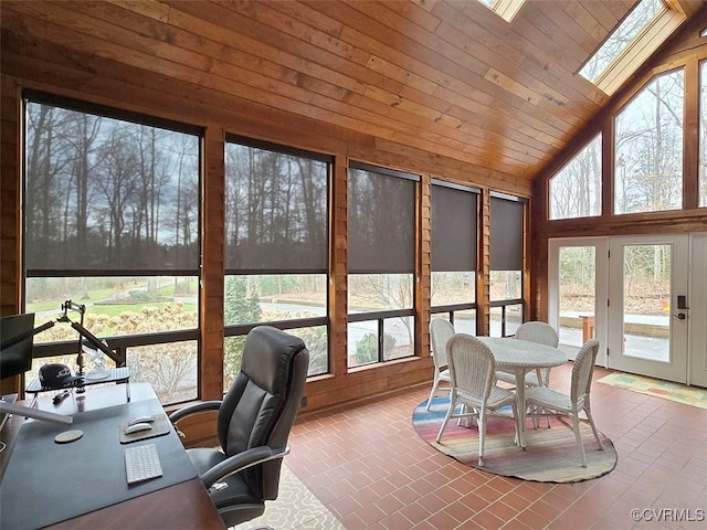 12448 Whisana Ln, Ashland, VA 23005 - sunroom with healthy amount of natural light, french doors, a skylight, and high vaulted ceiling