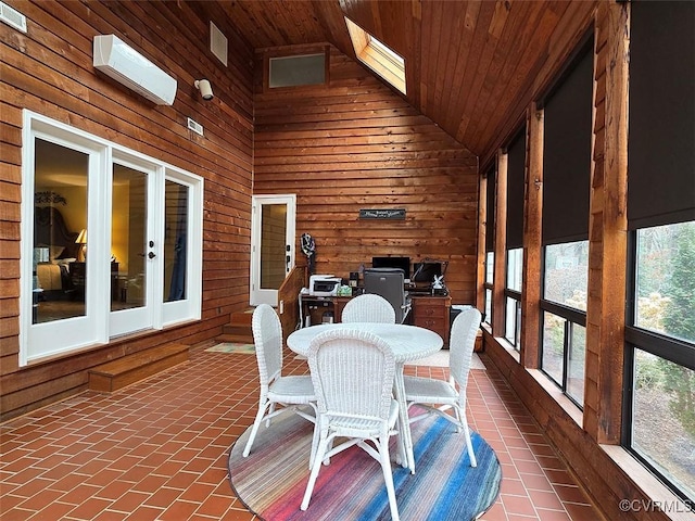 12448 Whisana Ln, Ashland, VA 23005 - sunroom with wood ceiling, wooden walls, and high vaulted ceiling