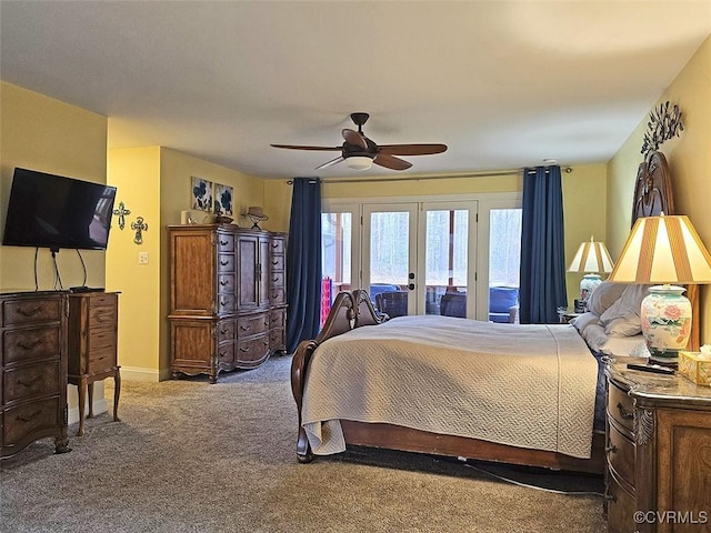 12448 Whisana Ln, Ashland, VA 23005 - carpeted bedroom featuring french doors, access to exterior, ceiling fan, and baseboards