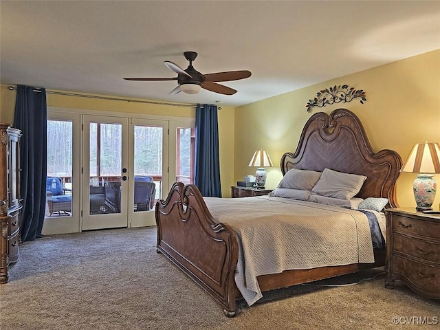 12448 Whisana Ln, Ashland, VA 23005 - carpeted bedroom with french doors, access to exterior, and ceiling fan