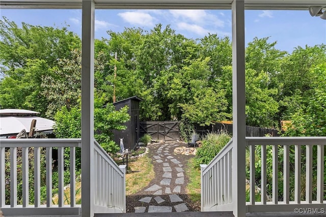 doorway with view of scattered trees