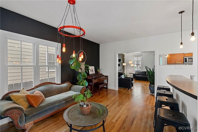 living room with light wood finished floors