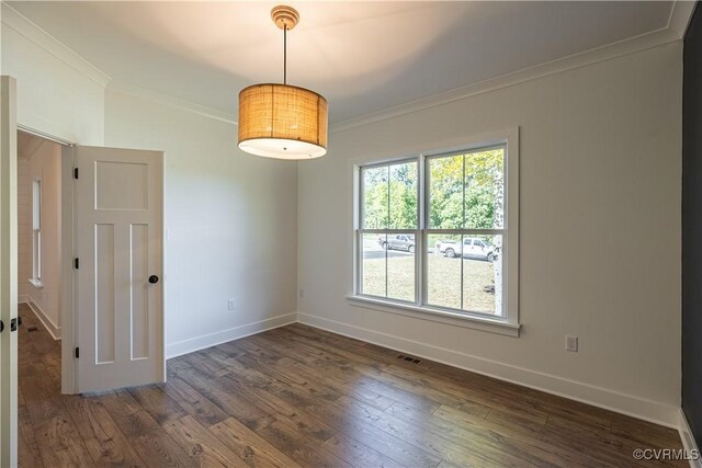15148 Johns Trace Cir, Montpelier, VA 23192 - unfurnished room featuring crown molding, dark wood-style floors, and baseboards