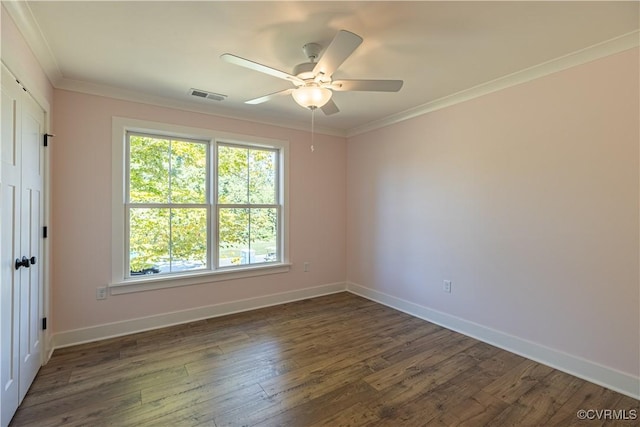 15148 Johns Trace Cir, Montpelier, VA 23192 - empty room featuring wood-type flooring, a ceiling fan, crown molding, and baseboards