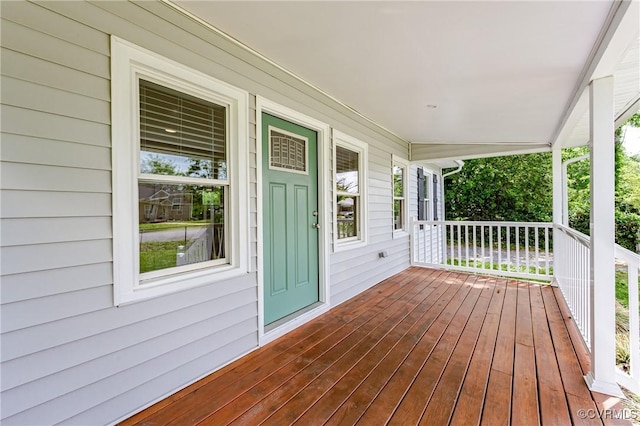 deck featuring a porch