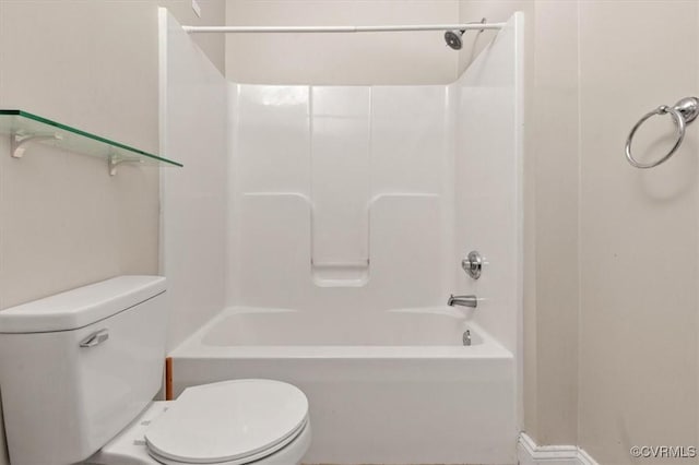 full bath with toilet and bathing tub / shower combination