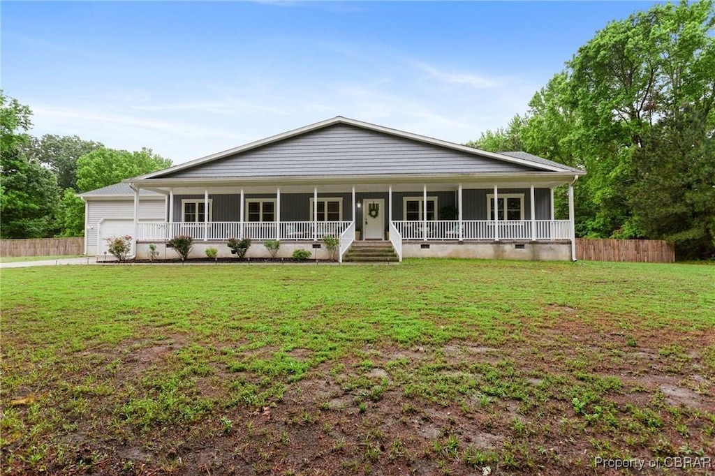 3708 Seaford Rd, Seaford, VA 23696 - view of front of home with a garage, a porch, and crawl space