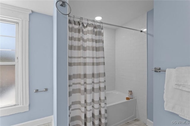 13130 The Glebe Ln, Charles City, VA 23030 - full bathroom featuring shower / bath combination with curtain and baseboards