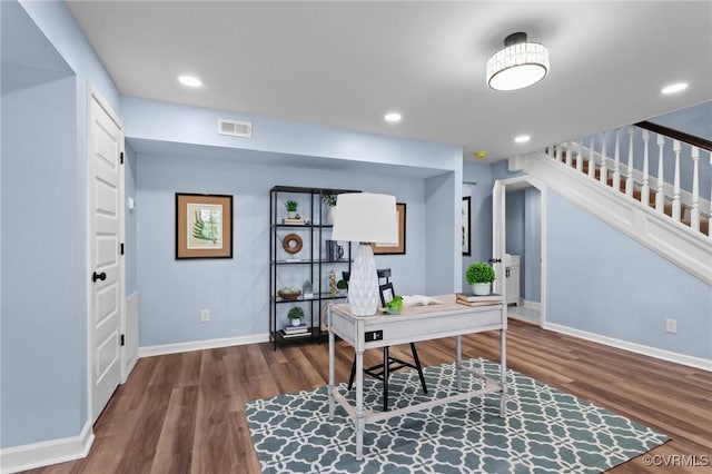 13130 The Glebe Ln, Charles City, VA 23030 - home office featuring wood finished floors, baseboards, and recessed lighting