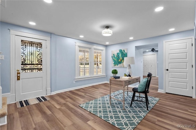 13130 The Glebe Ln, Charles City, VA 23030 - office space featuring baseboards, wood finished floors, and recessed lighting