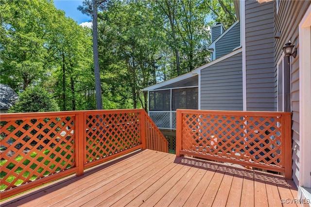 deck featuring a sunroom