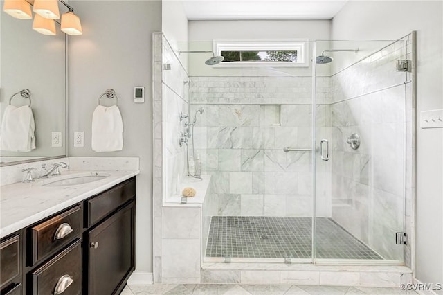 10527 Deerlake Dr, New Kent, VA 23124 - full bathroom featuring a stall shower and vanity