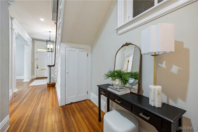 2706 W Grace St, Richmond, VA 23220 - entryway featuring hardwood / wood-style floors, baseboards, and recessed lighting