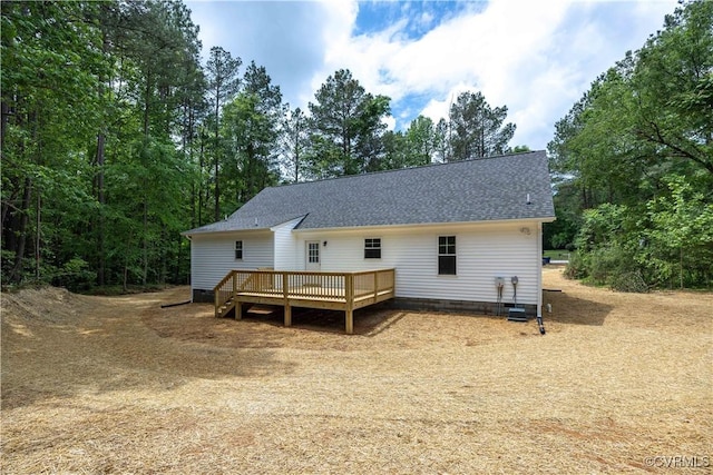 17513 Kathleen Ct, South Chesterfield, VA 23803 - rear view of property with a wooden deck, crawl space, and roof with shingles