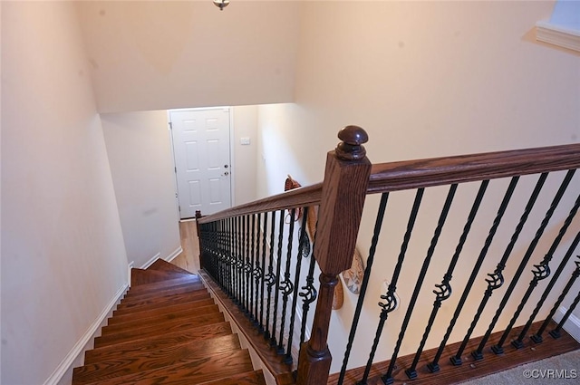 5801 Riverside Trl, Richmond, VA 23225 - staircase featuring baseboards and wood finished floors