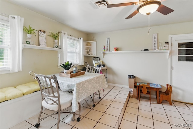 12060 Pinhook Rd, Hanover, VA 23146 - dining room with a ceiling fan and light tile patterned floors