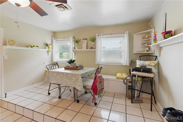 12060 Pinhook Rd, Hanover, VA 23146 - dining space with ceiling fan and light tile patterned floors