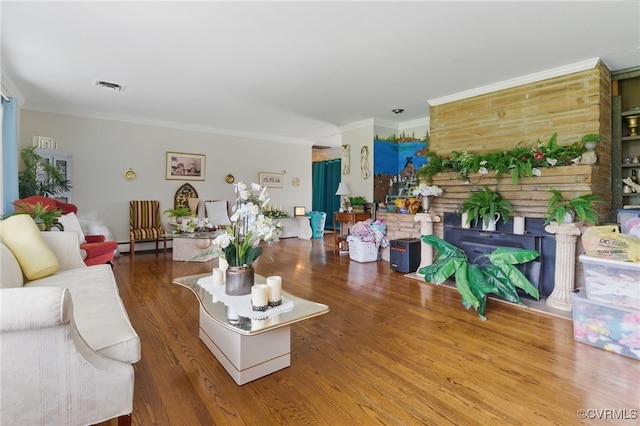 12060 Pinhook Rd, Hanover, VA 23146 - living area with a baseboard radiator, ornamental molding, and wood finished floors