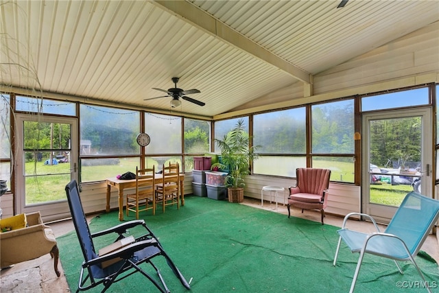 12060 Pinhook Rd, Hanover, VA 23146 - sunroom / solarium featuring lofted ceiling and ceiling fan