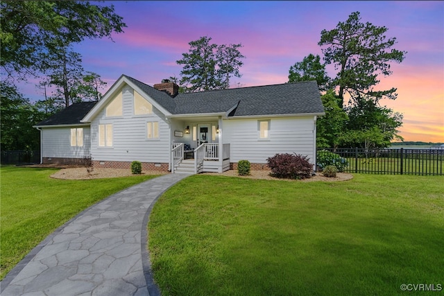 384 Shepards Warehouse Rd, King & Queen, VA 23110 - view of front of home featuring a chimney, crawl space, and a shingled roof
