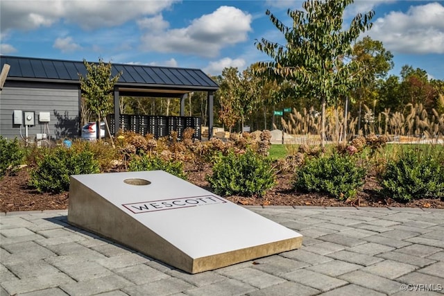 view of storm shelter