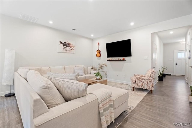 11301 Winding Brook Terrace Dr, Hanover, VA 23005 - living room with recessed lighting, baseboards, and wood finished floors