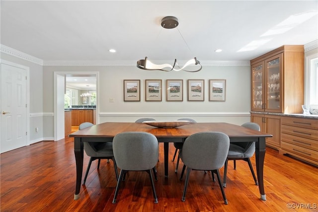 17475 Millfield Ln, Hanover, VA 23192 - dining room featuring crown molding, wood finished floors, and recessed lighting